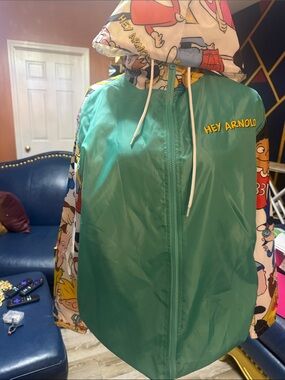 Nickelodeon Hey Arnold! Green Cartoon Windbreaker Jacket